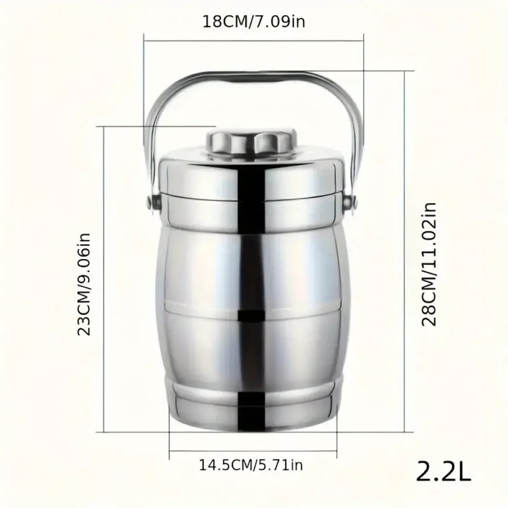 Insulated Leak-Proof Stainless Steel Lunch Box (2.2L)