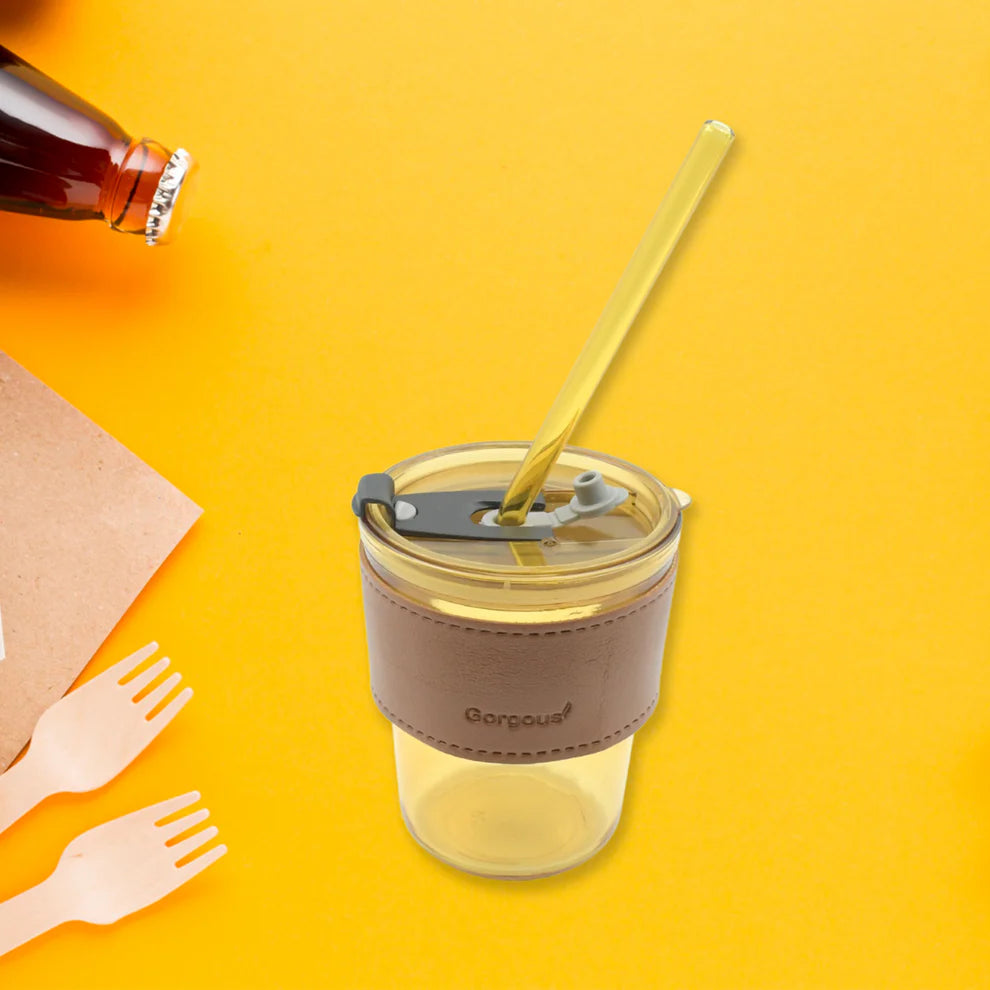 Glass Mug with Straw & Lid
