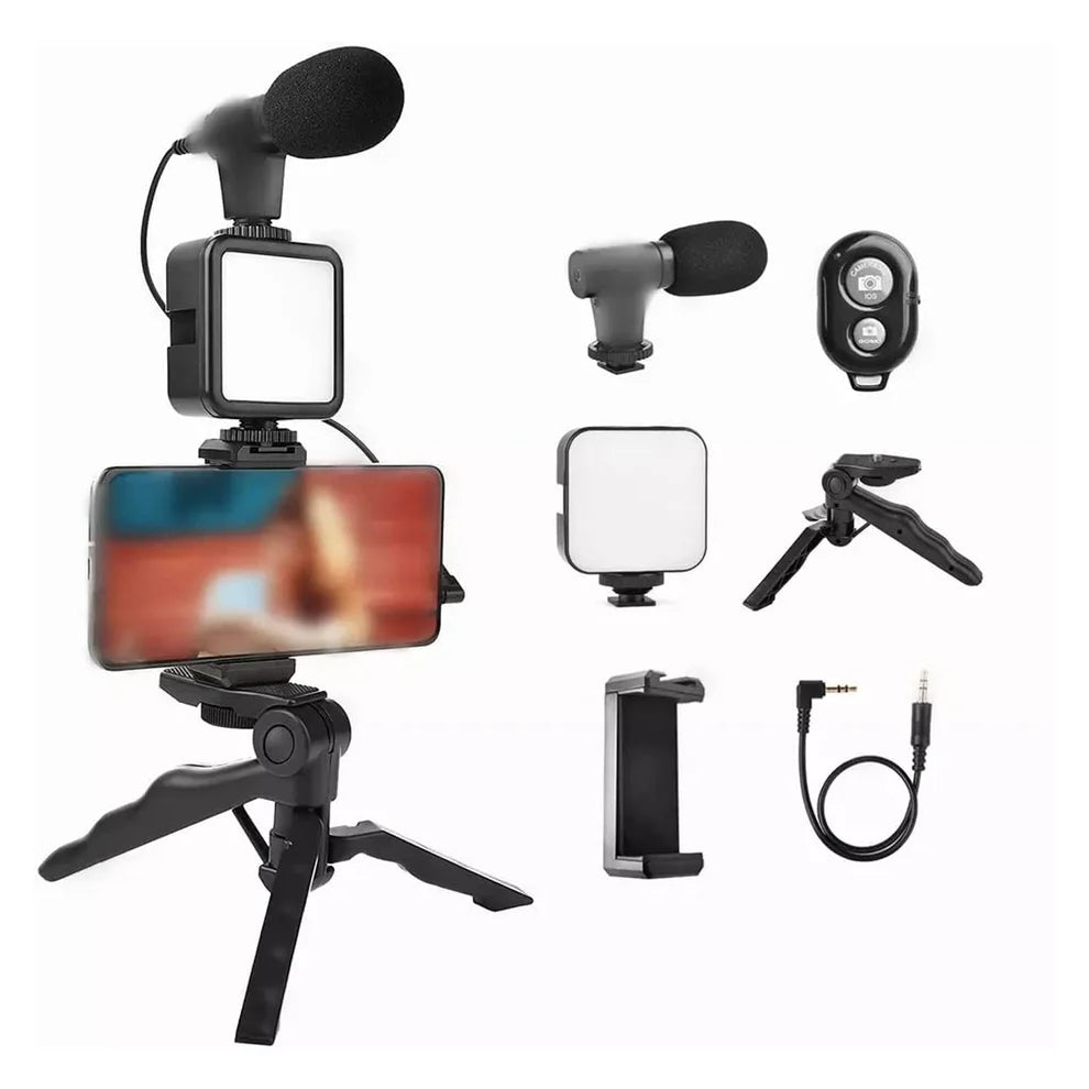 Mini Tripod Stand with Mic & LED Light