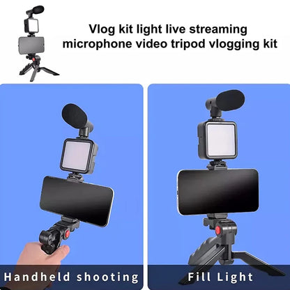 Mini Tripod Stand with Mic & LED Light
