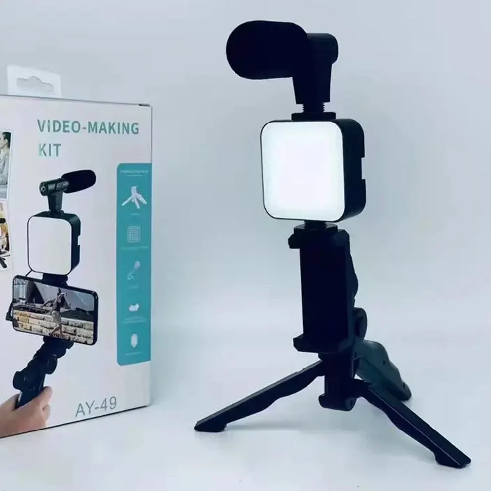 Mini Tripod Stand with Mic & LED Light