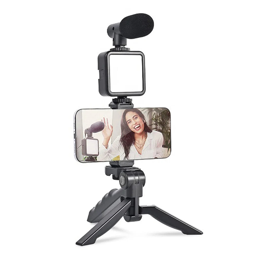 Mini Tripod Stand with Mic & LED Light