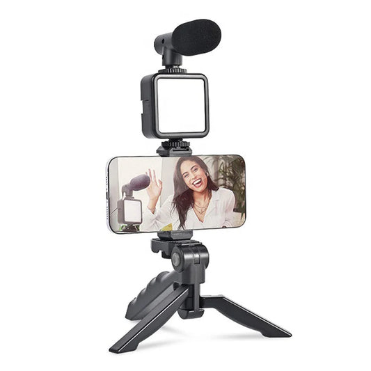 Mini Tripod Stand with Mic & LED Light