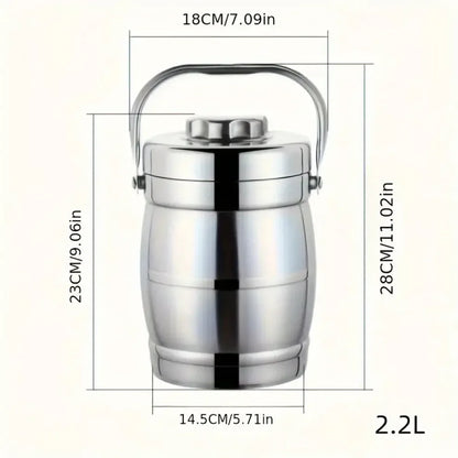 Insulated Leak-Proof Stainless Steel Lunch Box (2.2L)