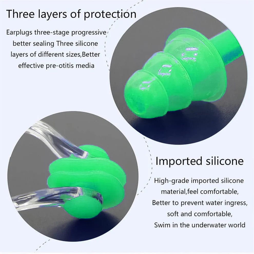 Swimming Earplugs and Nose Clip Set (3 Pc)
